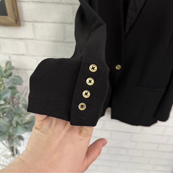 MICHAEL Michael Kors Black Cold Shoulder Single Button Jacket Blazer - Picture 7 of 12